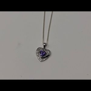 Sterling silver amethyst heart necklace pendant